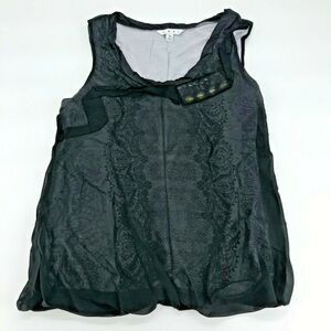 CAbi Black Sheer Lace Overlay Tunic Tank